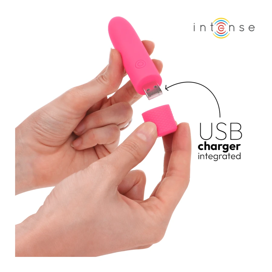 INTENSE  SYMONE USB TAASLAETAV VIBRATING BULL 8 VIBRATIONS ROOSA 10 X 2,2 CM